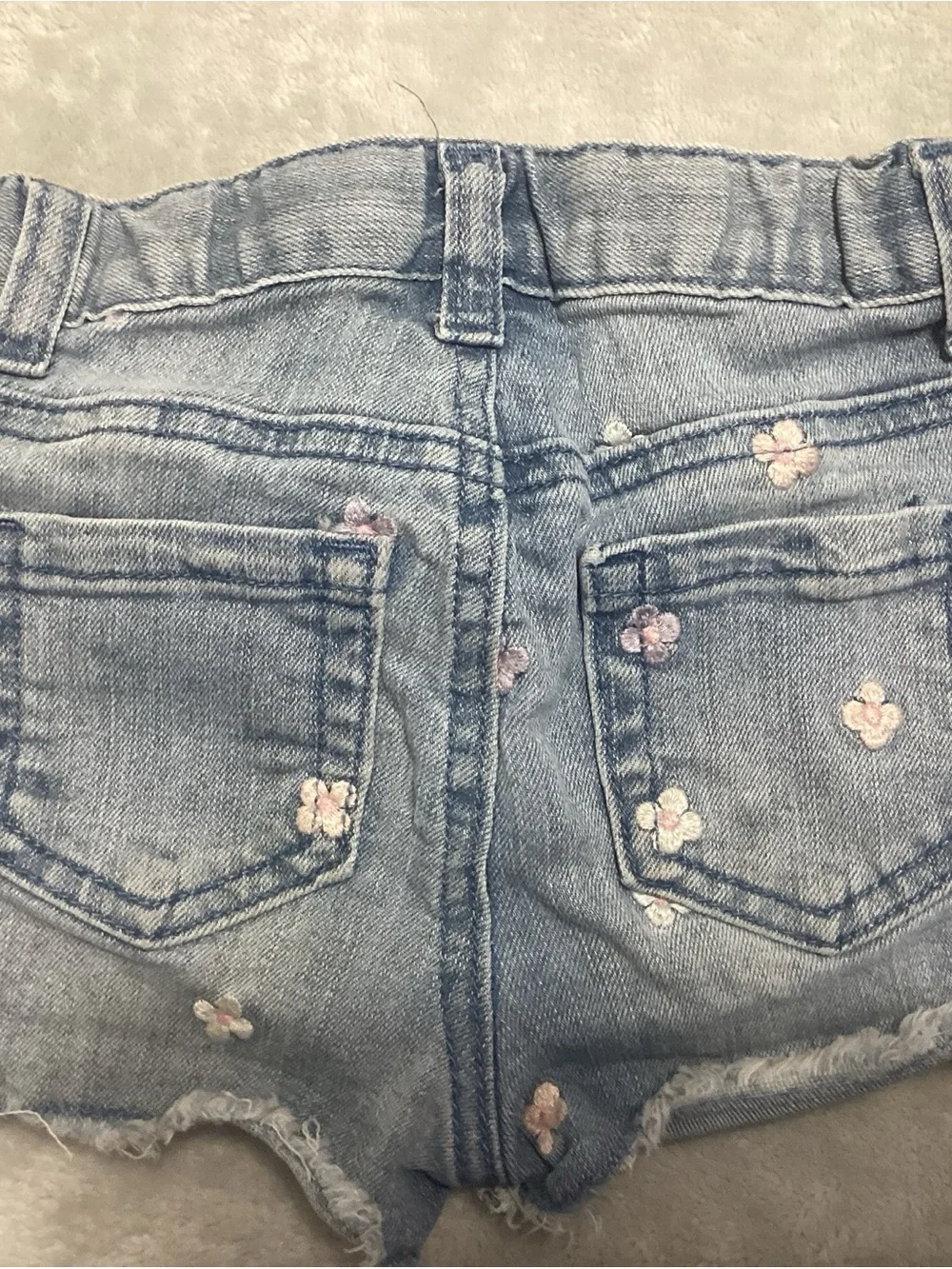 Cat & Jack Light Blue Denim Shorts with Pastel Floral Embroidery